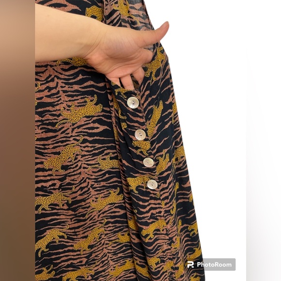 LA CERA Tiger Prints Midi Slits Mother Of Pearl Buttons Plus Dress Size 4X - Picture 5 of 10